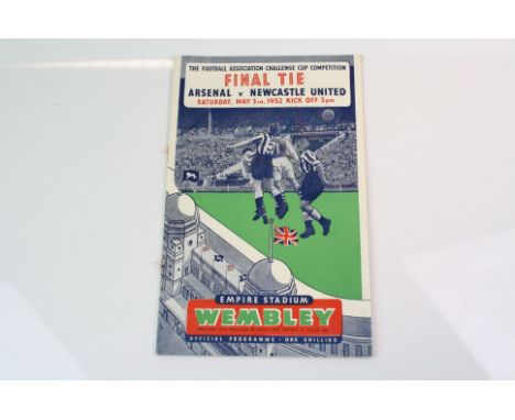 Football Programmes -  1952 FA Cup Final Arsenal v Newcastle United played at Wembley 3rd May 1952, one t/c in pen to team li