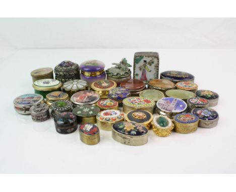 A collection mainly contemporary pill / trinket boxes.