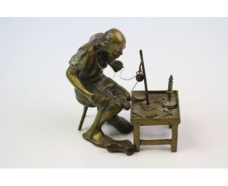 Brass Model of a Cobbler at Work, 6cms high