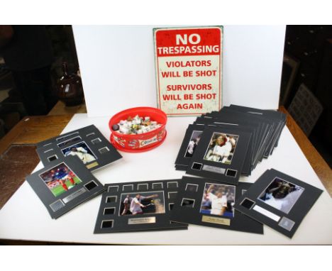 Mixed Lot including quantity of ceramic Thimbles, a Metal No Trespassing Sign and a large quantity of cinema stills to includ