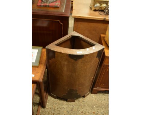 OAK VENEERED CORNER STICK STAND WITH BRASS MOUNTS, 72CM HIGH