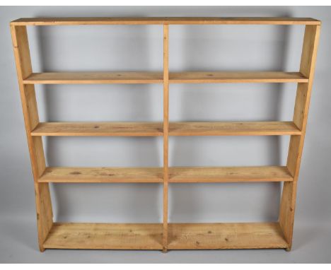 A Vintage Pine Two Section Four Shelf Open Rack, 140cm Wide 