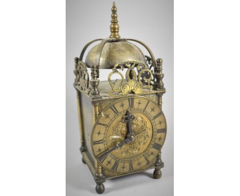 A Vintage Brass Cased Lantern CLock with Smiths Sectric Movement, Not Tested, 25cm High 