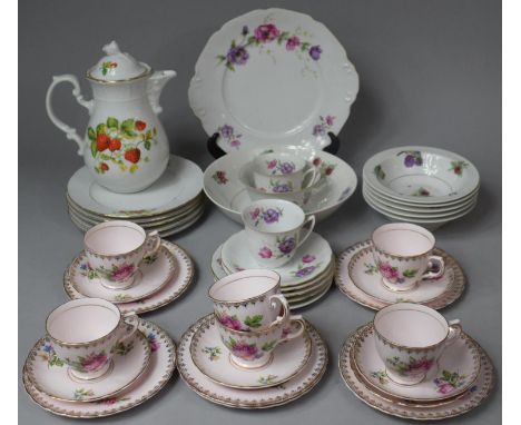 A Collection of English and Continental Teawares to Include Czechoslovakian Strawberry Pattern Coffee Pot and Plates, Tuscan 
