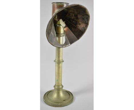 A 19th Century Millers of London Candle Lamp with Sectional Reflector Shade, Turned Support, 38cm High 