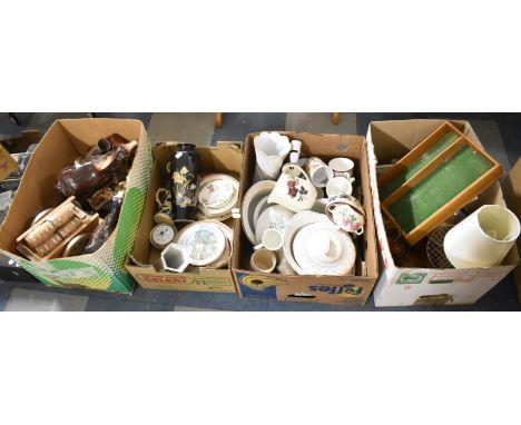 Four Boxes of Ceramics to Include Ornaments, Vases, Dinnerwares, Teawares, Table Lamp etc 