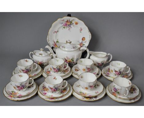 A Royal Crown Derby Derby Posies Teaset to Comprise Cake Plate, Teapot, Eight Saucers, Eight Side Plates, Milk, Sugar and Eig