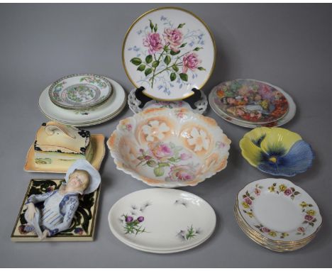 A Collection of Ceramics to Include Royal Winton "Welsh Characters" Butter Dish and Cover, Various Plates to Inlcude Spode Ga