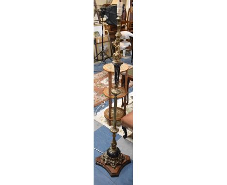 A French Style Gilt Metal and Marble Effect Standard Lamp with Cherub Decoration 