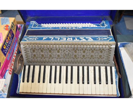 A Vintage Estrella Italia Piano Accordion in Case 