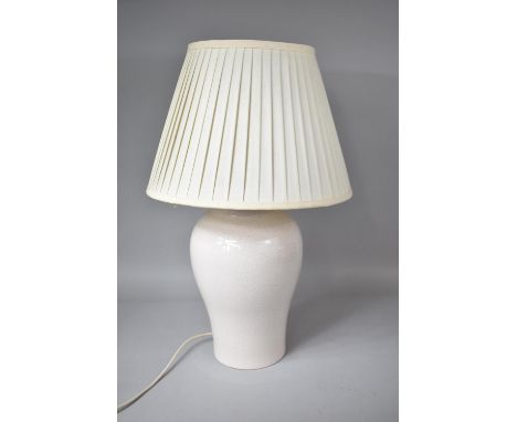 A Large Crackle Glazed Ceramic Table Lamp and Shade, Total Height 71cm 