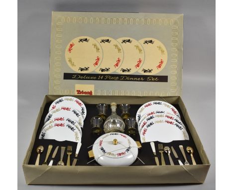 A Vintage Triang Deluxe 14 Piece Child's Dinner Set In Original Cardboard Box, Complete 