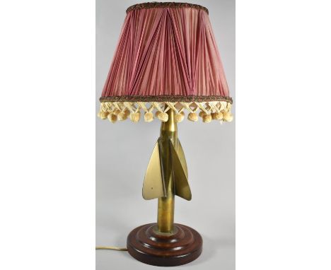 A Novelty Brass Table Lamp Formed from a Ship's Log or Similar, stamped T Walker &amp; Son Ltd