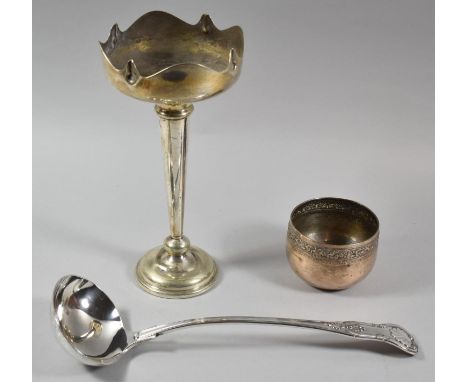 A Large Silver Plated Kings Pattern Ladle Together with a Silver Plated Epergne and Eastern Bowl 