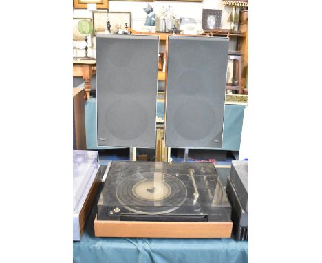 A Bang &amp; Olufsen Beogram 1500 Record Player with Beovox S 45 Speakers on Stands, Untested 