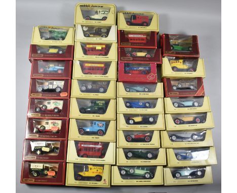 A Collection of 35 Matchbox Models of Yesteryear, Vintage Cars and Wagons 