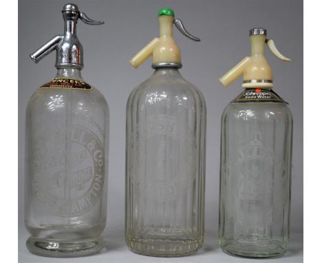 A Collection of Three Vintage Soda Siphons by Schweppes, Spencer and Marsh &amp; Co. 