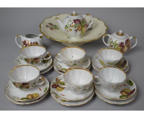 A USSR Hand Painted Tea Set to Comprise Teapot, Milk, Sugar, Six Cups, Six Saucers, Side Plates Together a Large Rosebud Patt