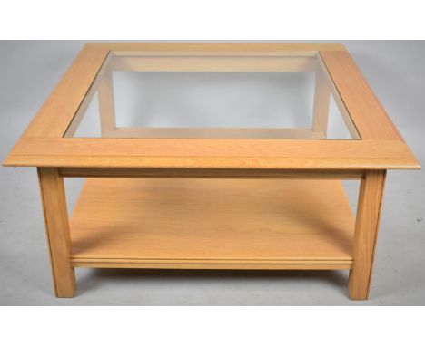 A Modern Square Topped Coffee Table with Stretcher Shelf, 86cm 