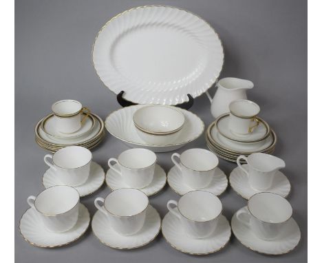 A Collection of Gilt and White Decorated Teawares to Comprise Part Set of Wedgwood Gold Chelsea, To Include Six Teacups, Eigh