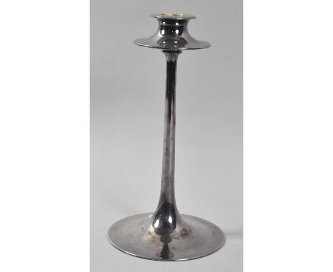 An Arts and Crafts Silver Plated Candle Stick by Dryad Lester c.1915, with Impressed Marks to Base, 24cm High 