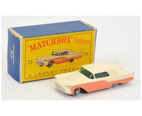 Matchbox Regular Wheels 75a Ford Thunderbird - Stannard Code 8 - off white body, pale salmon pink side panels, front silver t