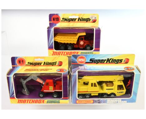 Matchbox Super Kings, a mixed boxed group to include, (1) K19 Scammell Contractor Tipper Truck - metallic red cab &amp; chass