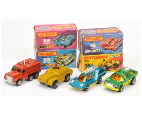 Matchbox Superfast a mixed boxed group of Military and Exploration Vehicles (1) 16a Badger Radar Truck - bronz (2), 28b Stoat