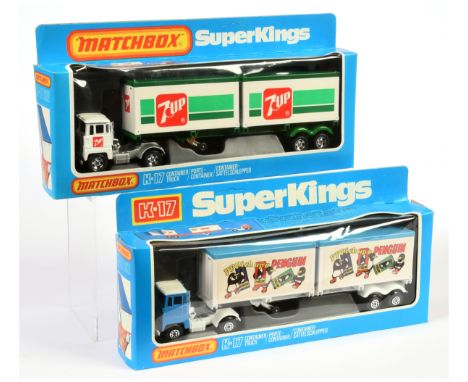 Matchbox Super Kings K17 Scammell Crusader Articulated Container Truck (1) "Pppick Up A Penguin" - blue tractor unit with whi