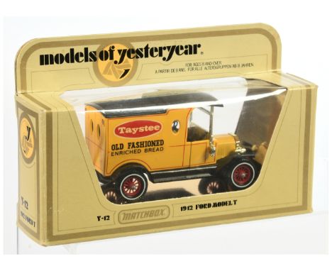 Matchbox Models of Yesteryear Rare Y12 Ford Model T Van - "Taystee Bread" - yellow body, black chassis, matt black roof, blac