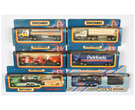Matchbox Superfast Convoy Series a boxed group to include CY17 Scania Petrol Tanker - Shell with chrome tank, CY13 Fire Engin