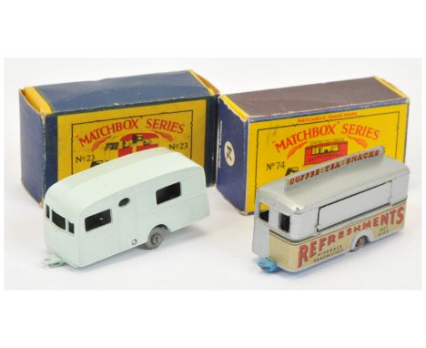 Matchbox Regular Wheels Caravan pair (1) 23a Berkeley Cavalier Caravan - Stannard Code 2 - pale blue body and type B base wit