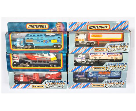 Matchbox Superfast Convoy Series group to include CY13 Fire Engine; CY15 Peterbilt "MBTV News", plus others - generally Near 