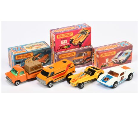 Matchbox Superfast pair of Cars (1) 8c De Tomaso Pantera - white body with hood &amp; door labels, clear windows, orange inte