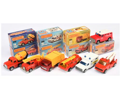 Matchbox Superfast group of Emergency &amp; Service Vehicles to include - 13c Snorkel Fire Engine, 22c Blaze Buster, 41c "Amb