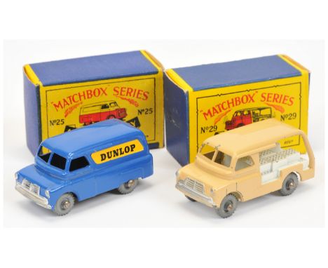 Matchbox Regular Wheels pair (1) 25a Bedford CA Dunlop Van - dark blue body with silver trim, darker yellow background decals