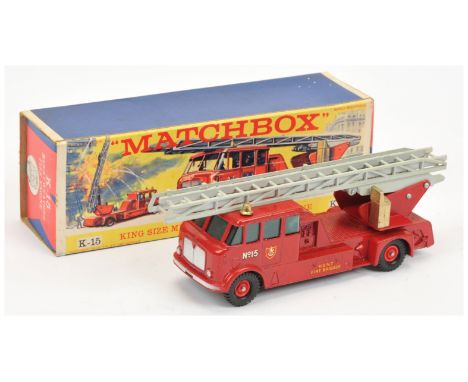 Matchbox King Size K15 Merryweather Turntable Fire Engine - red body with silver trim to grille, headlamps &amp; front bumper