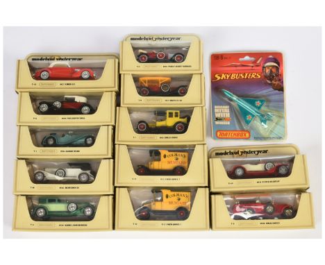 Matchbox Models of Yesteryear a small mixed boxed group to include; Y1 Jaguar SS - steel blue; Y6 Rolls-Royce Fire Engine; Y1