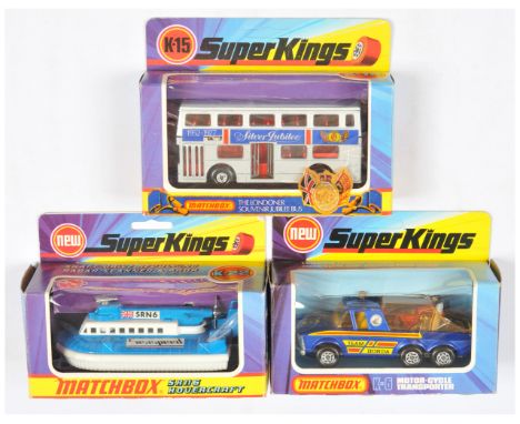 Matchbox Super Kings, a mixed boxed group to include, (1) K22 SRN6 Hovercraft "Seaspeed" - blue deck &amp; engine, white plas
