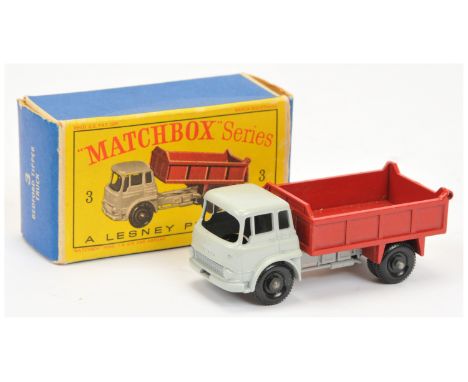 Matchbox Regular Wheels 3b Bedford TK Tipper Truck - light grey cab without silver trim, red tipper body with base block, 11.
