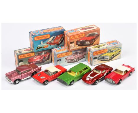 Matchbox Superfast group of American Cars (1) 1c Dodge Challenger - red body with white plastic roof, chrome interior, bare m