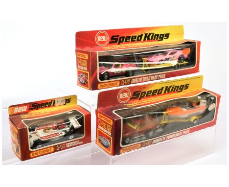 Matchbox Speed Kings, a mixed boxed group to include, (1) K57 Drag Race Pack containing AMX Javelin - metallic magenta body w