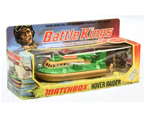 Matchbox Battle Kings K105 Hover Raider Hovercraft - metallic jade green deck &amp; engine, tan plastic cabin &amp; skirt/bas