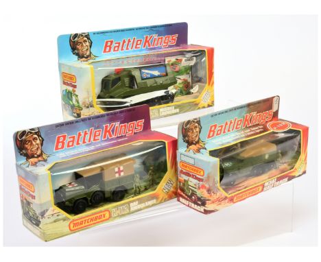 Matchbox Battle Kings (1) K111 Missile Launcher Vehicle - military green body & base, red plastic radar scanner, clear window
