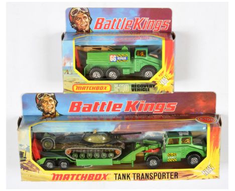 Matchbox Battle Kings, a mixed boxed pair to include, (1) &nbsp;K110 Recovery Vehicle - metallic emerald green body with numb
