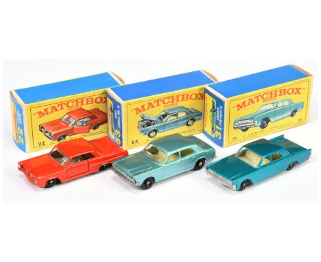Matchbox Regular Wheels group of Cars (1) 22c Pontiac GP Sports Coupe - orange-red body with roof stud, grey interior with me