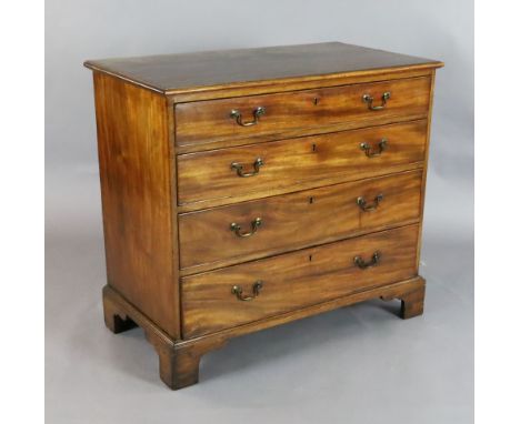A George III mahogany chest, of four graduated long drawers, on bracket feet, W.3ft 2in. D.1ft 9in. H.2ft 7in.