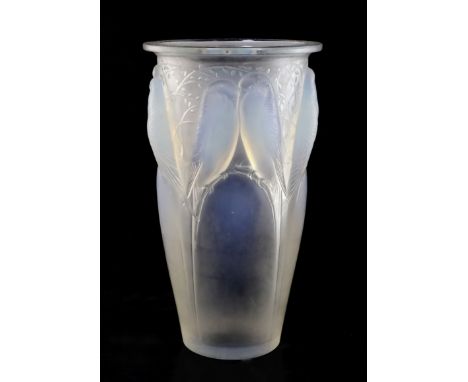 An R. Lalique 'Ceylan' opalescent glass vase, model 905, designed 1924, engraved mark 'R. LALIQUE FRANCE', H. 23.8cm