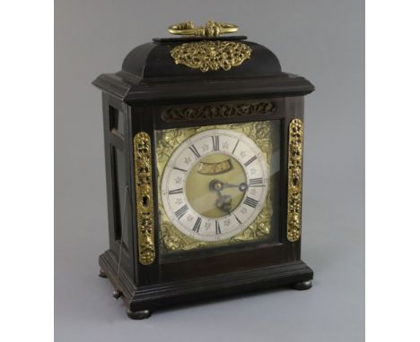Francis Tantum of Loscoe, Derbyshire. A 17th century ebonised quarter repeating bracket clock, with square brass dial, signed