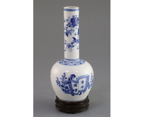 PLEASE NOTE Republic period NOT Kangxi, A Chinese blue and white bottle vase, Kangxi period, the bulbous body painted with sc